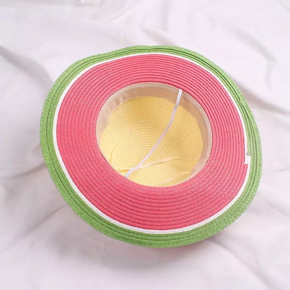 NEW Watermelon Sun Hat Straw with Strap - Picture 2 of 3